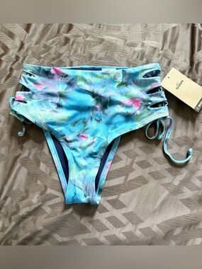 Nike Multicolor Tie-Dye Cutout Swim Bottoms - Blue Pink Green